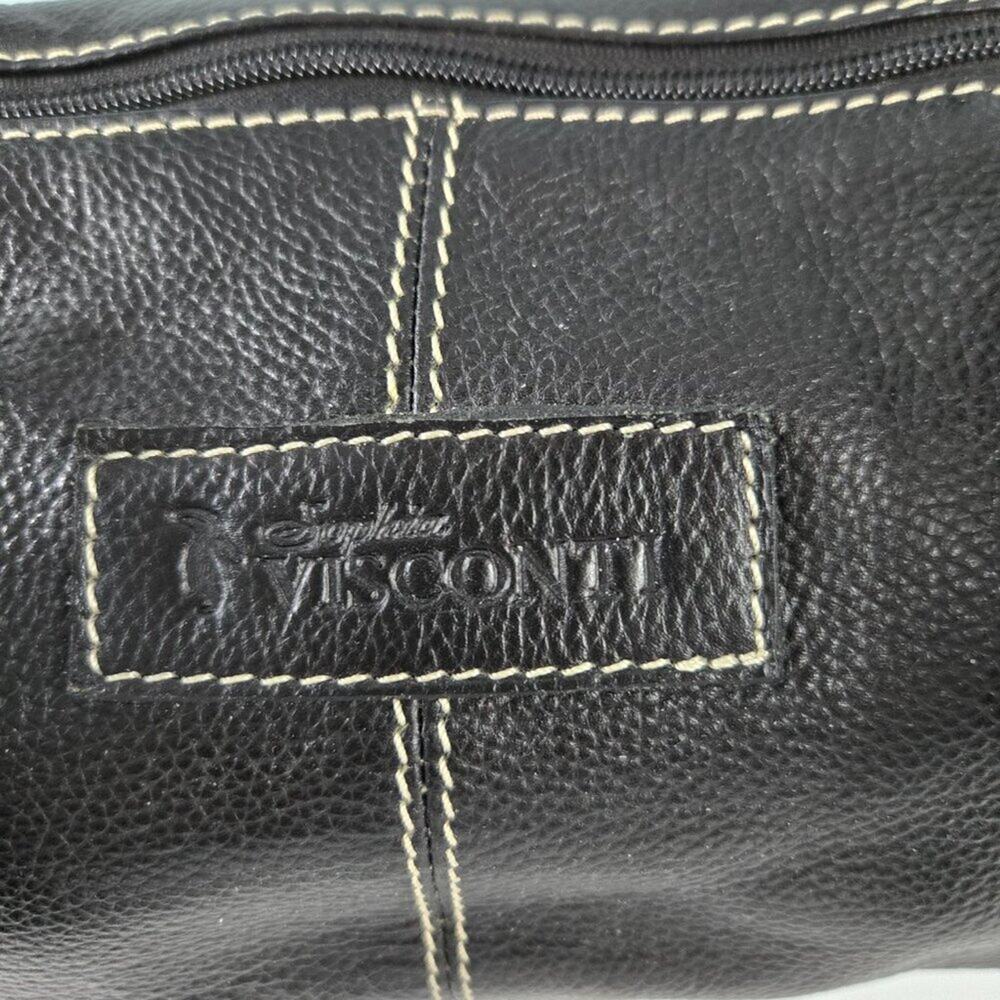 Sophia Visconti Pebble Leather Shoulder Strap Purse Satchel with White Stitching - Picture 6 of 9